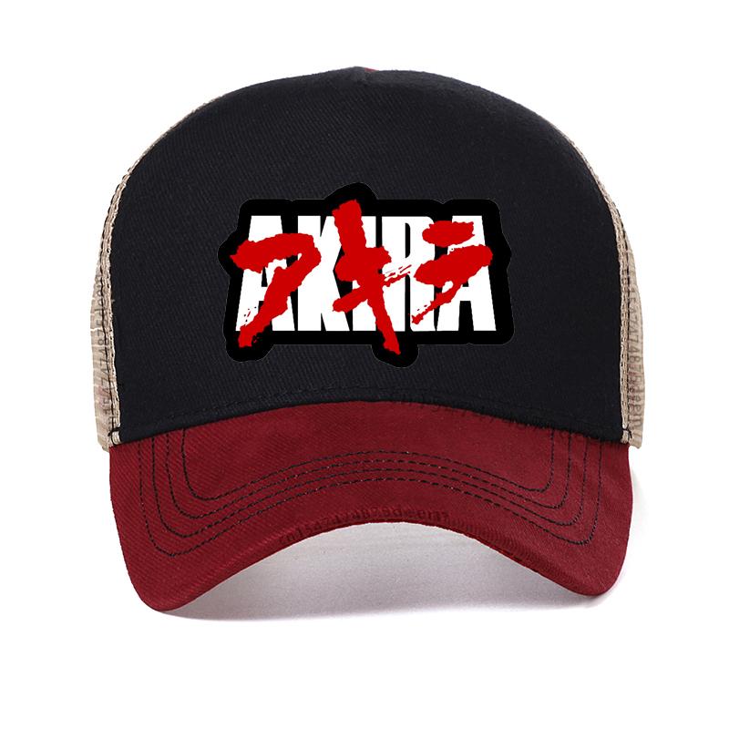 Akira Anime Printed baseball cap Japanese Anime Manga Harajuku Fashion Summer mesh trucker hat Adjustable красный
