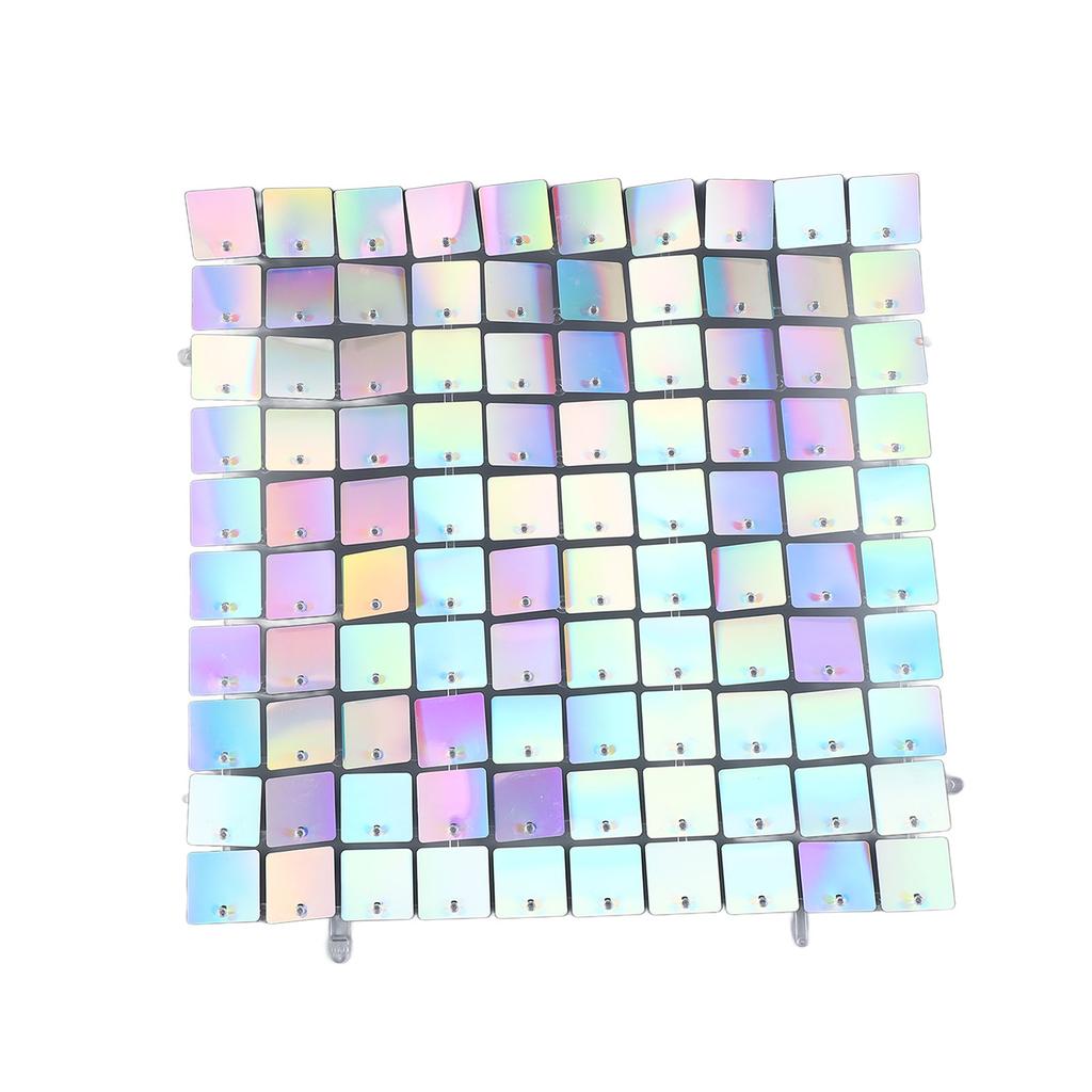 12 Pieces Multi Color Shining Mosaic Panel Mirror Foursquare Self Locking Shiny Wind Driven Background Decorative Panels