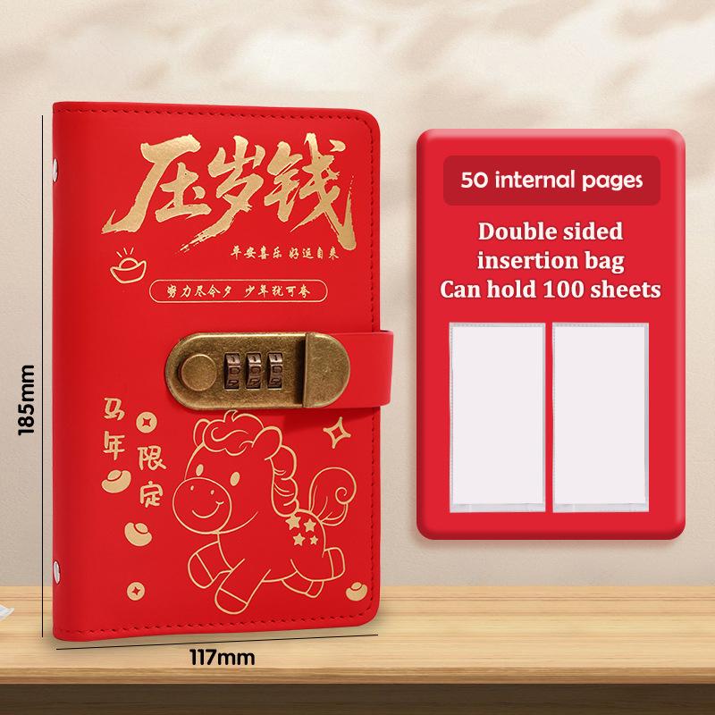 With Password Lock 100 Envelopes Money Saving Challenge Lucky Money Pu Savings Binder Reusable Portable Money Collection Book