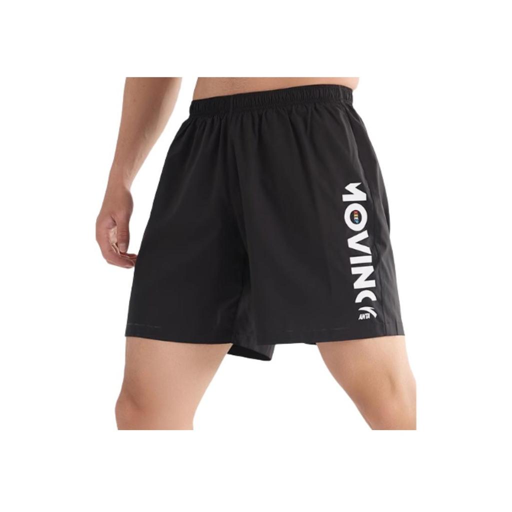 Anta Quick-Dry Letter Elastic Swim Shorts Men Swimwear Black 9824232413