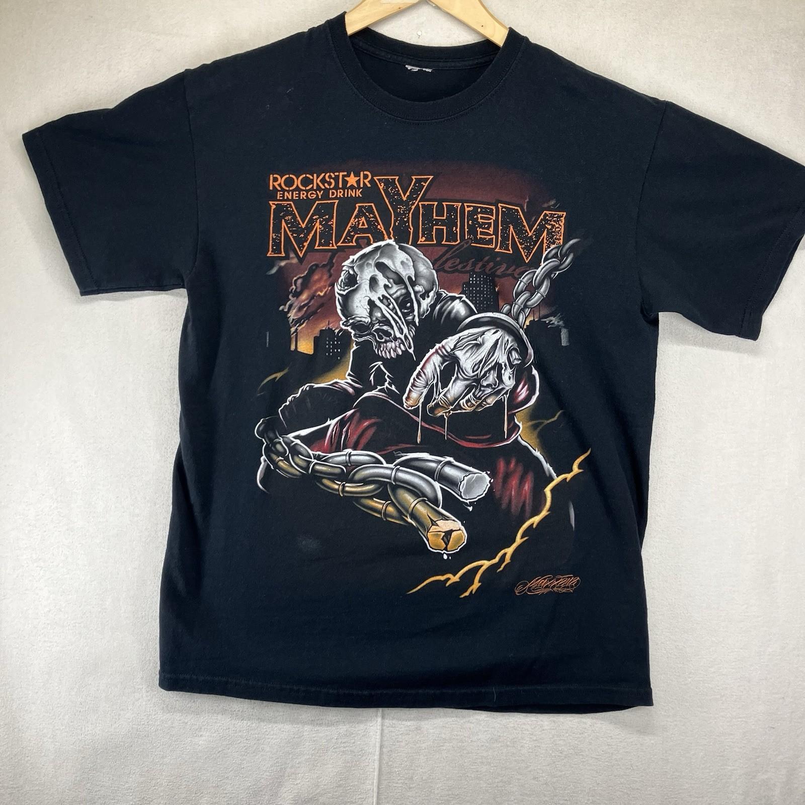 Rockstar Energy Drink Mayhem Festival 2009 Vintage Black Shirt Mens Medium L