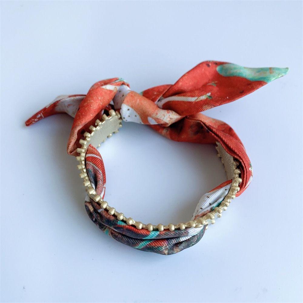 Europe American Style Cuff Bangles with Ribbon Metal Exaggerated Bracelet Wide Open Bangle  Gift
