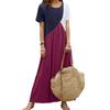 European and American Spring and Summer New Splicing Short-sleeved Dress Beach Skirt Women's Long Dress