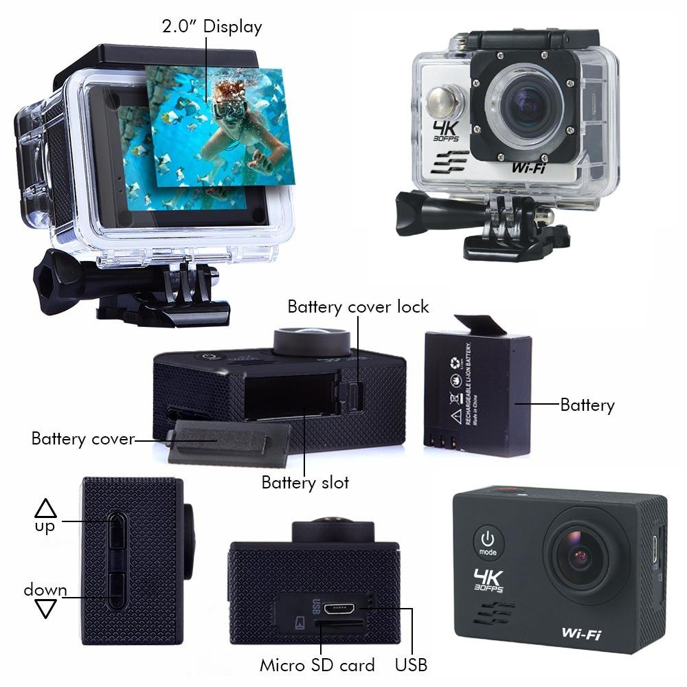 Action Camera, 4K High-definition Underwater Camera, Wireless WiFi Waterproof Outdoor Digital Camera
