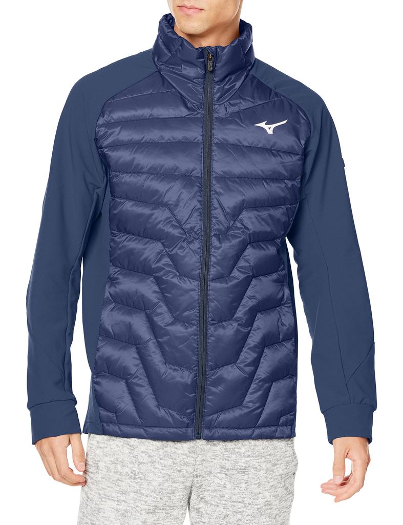 Mizuno Techfill Hybrid Training and Night Size S Jacket, Insulated, Moisture-Wicking, Water-Repellent, 32ME2535, Men's, Blue,