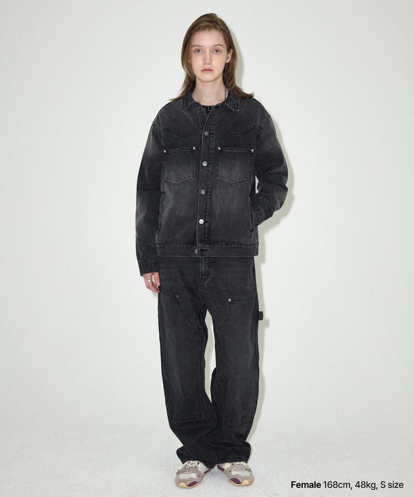Mahagrid Western Denim Jacket Black(Mg2Efmd115A)