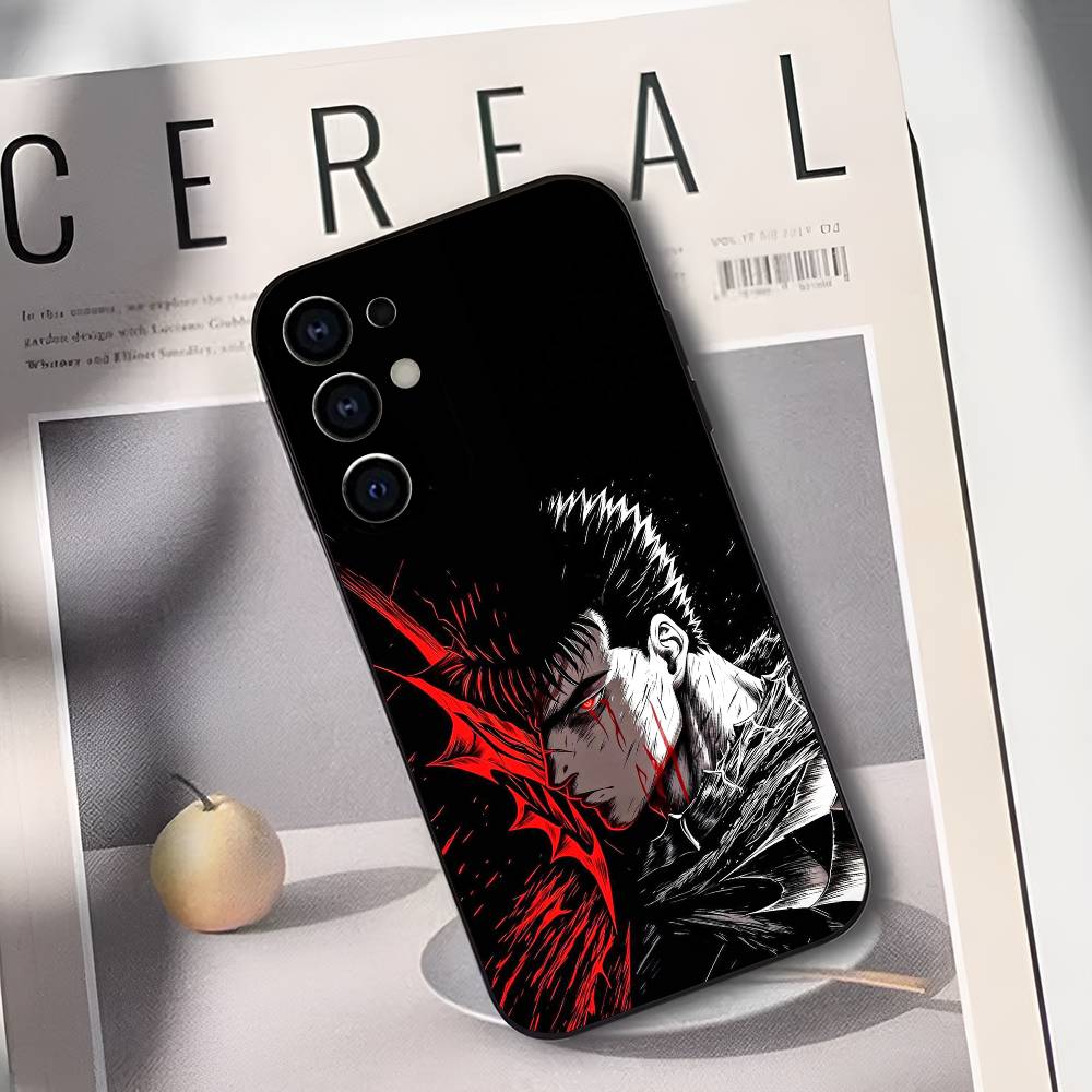 Soft Black B-Berserk Guts Phone Case for Samsung S25/S24/S21/S22/S23/S30/Ultra/S20/Plus/Fe/Lite - Protective Cover