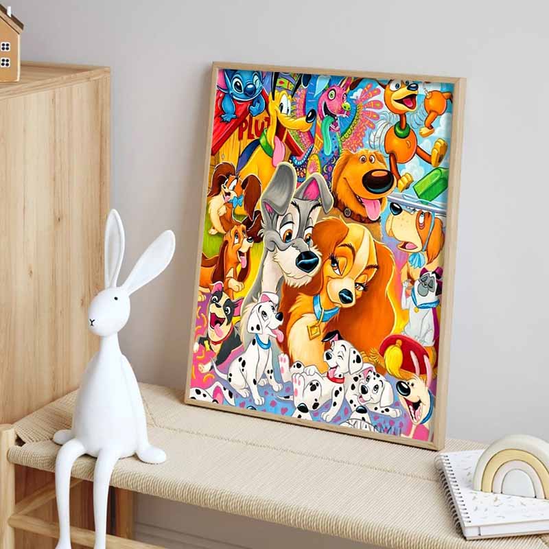 Disney Diamond Painting Disney All Star Dogs Illustration Mosaic Art DIY Cross Stitch Embroidery Set Full Diamond Home Decor Gift