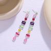 Dopamine Geometric Zircon Tassel Earrings: Colorful, Light Luxury, Fashionable.