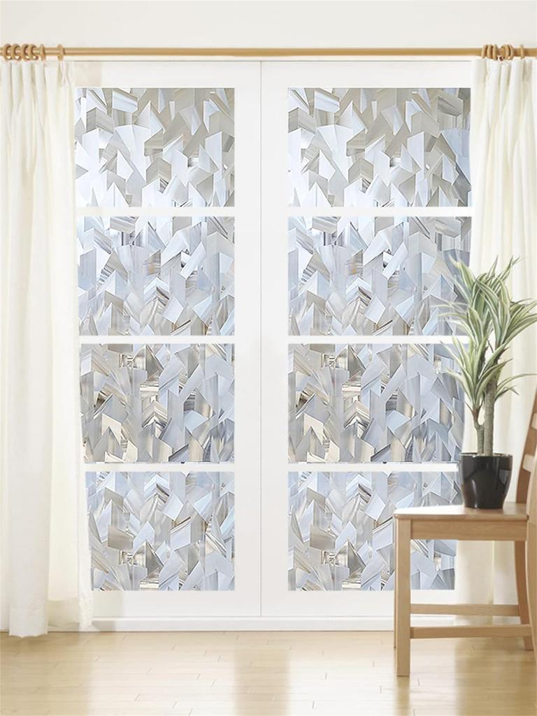 3D Decorative Window Privacy Film Frosted Static Cling Self-adhesive Window Decals for UV Blocking Heat Control Glass Stickers