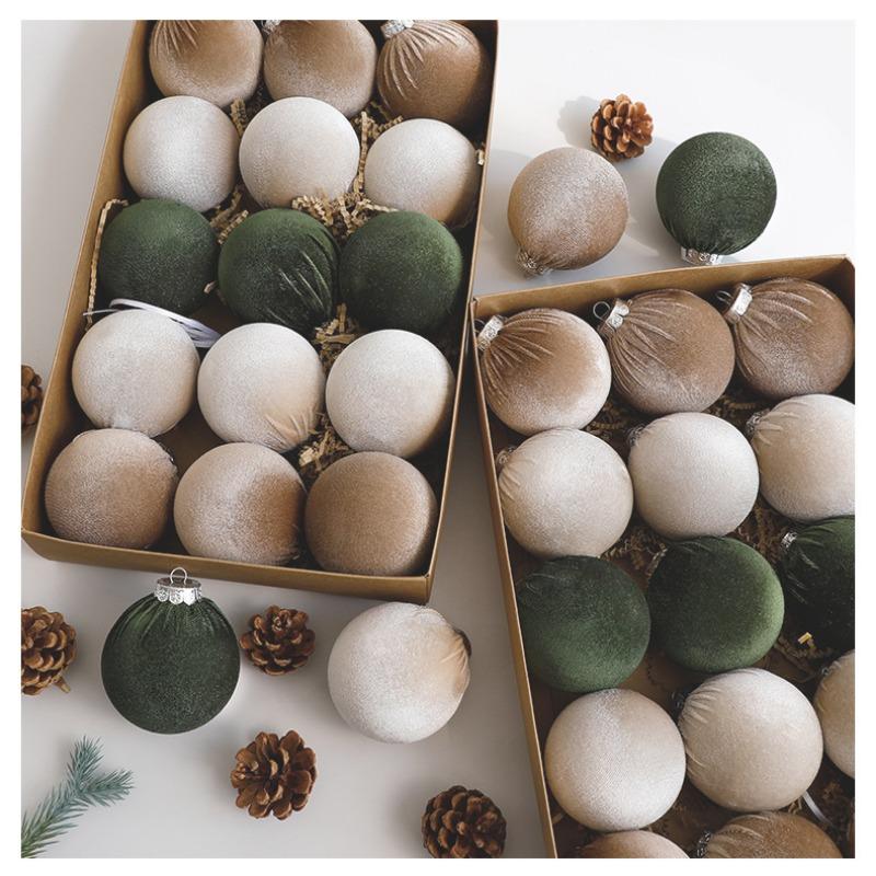 8cm Stoffbezogene Weihnachtskugeln Baumschmuck für Feiertagsdeko Heimparty Geschenk Dekorationen