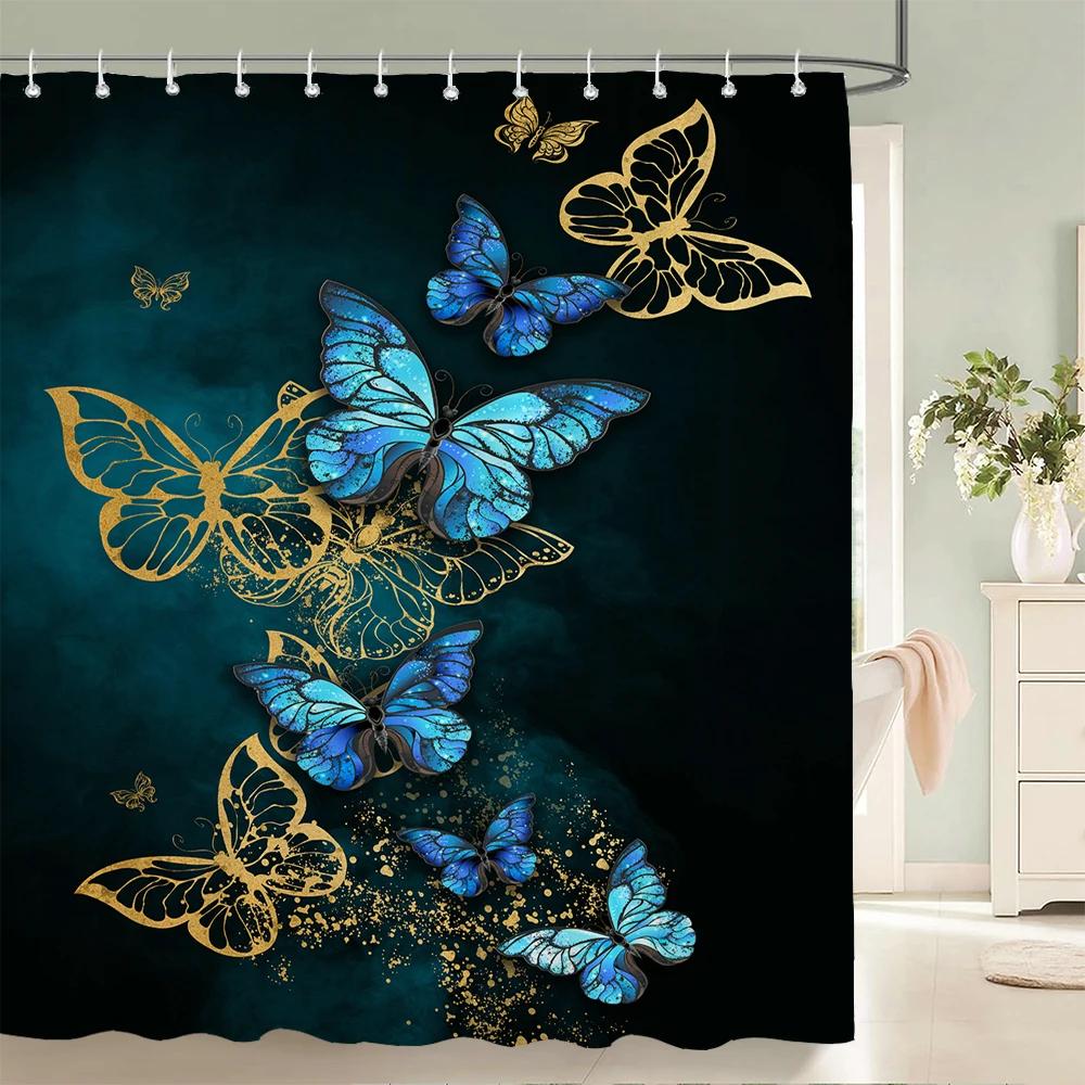 3D Beautiful Butterfly Printed Shower Curtains Bathroom Curtains Waterproof Polyester Frabic Decoration Bath Curtain 180X180cm