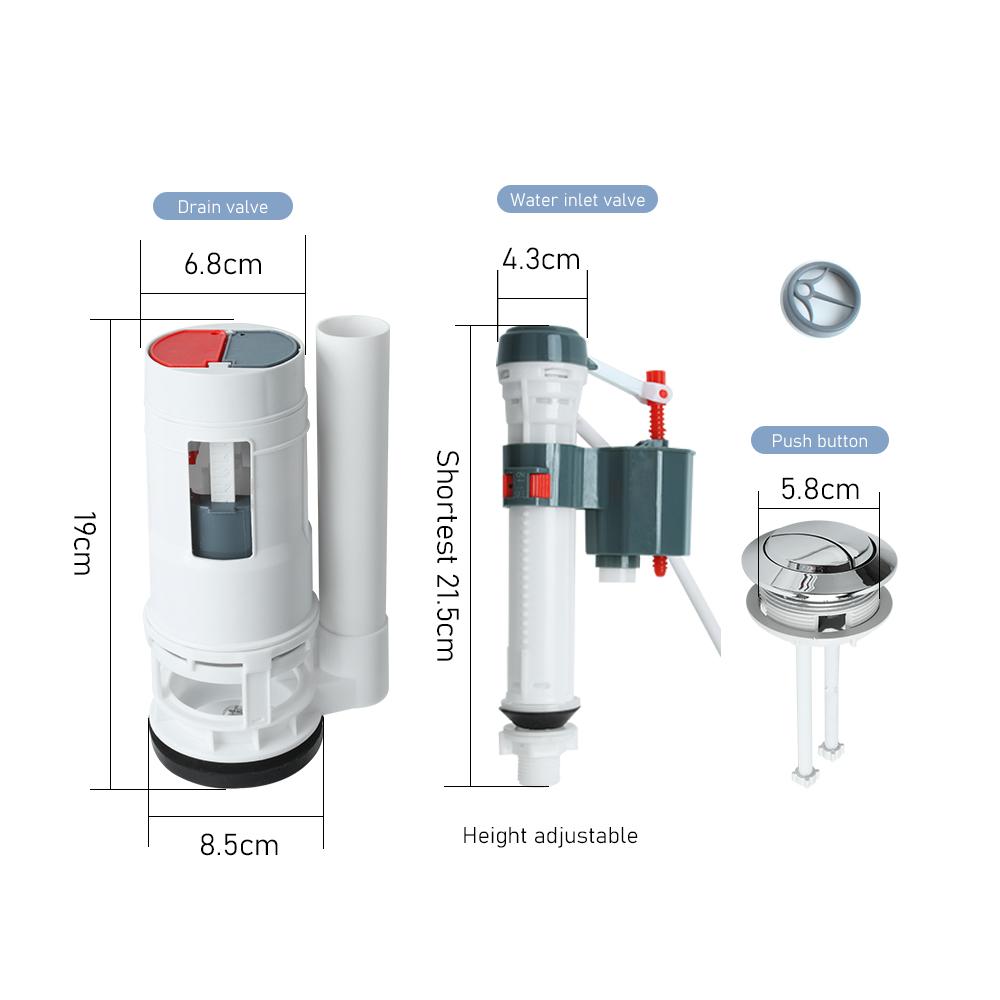 

Flush Toilet Tank Fittings Toilet Drain Valve Inlet Valve Universal Button Up Valve Outlet Kit Inlet Outlet Valve Tank Button