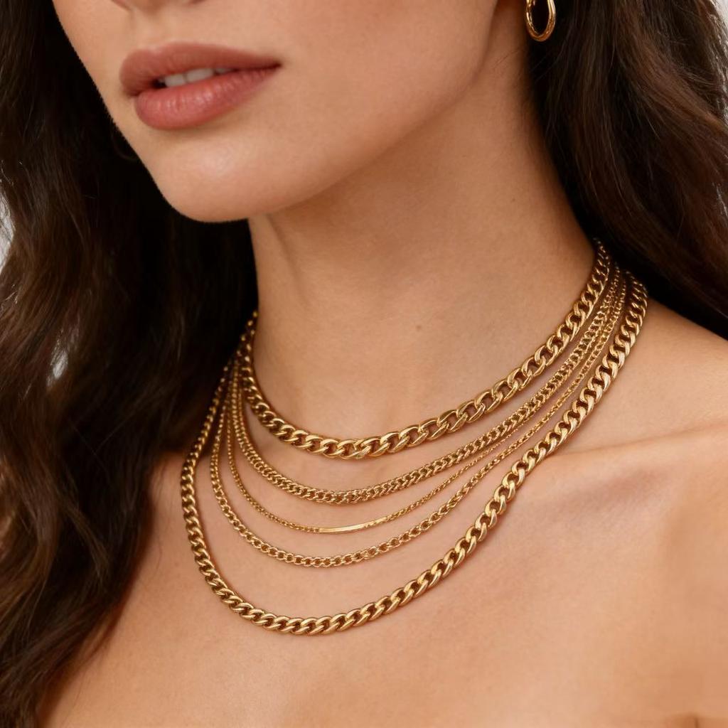 Classic Versatile Stainless Steel Cuban Link Chain Necklace For Men Women Basic Punk Curb Link Chain Neck Jewelry Accessories