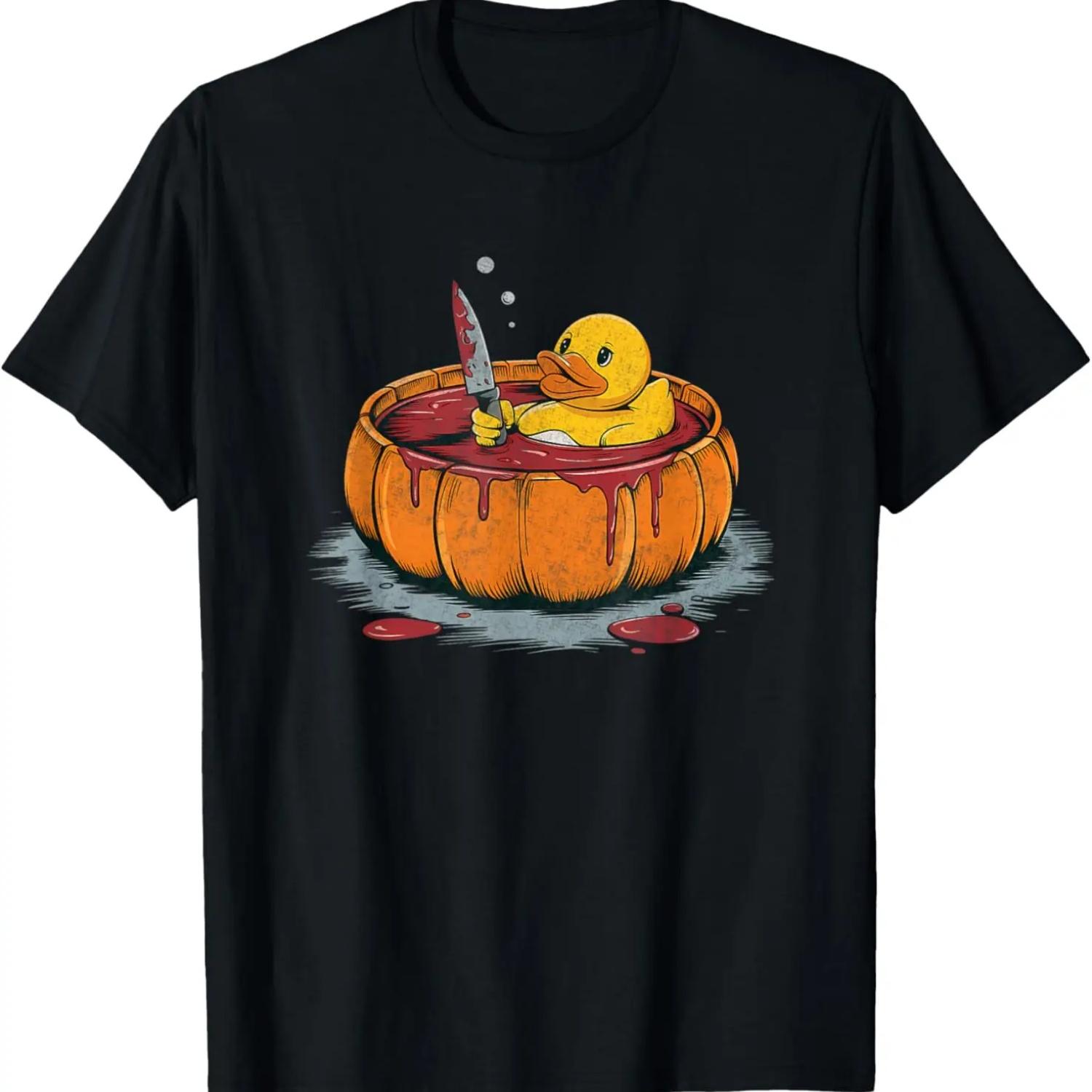 

Vintage Scary Yellow Duck Spooky Rubber Duck Lover Halloween T-Shirt S чёрный