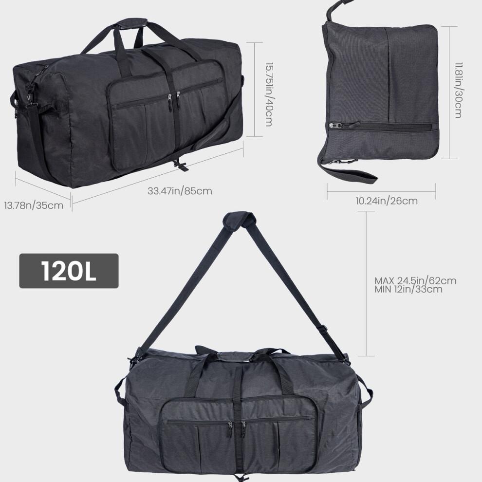 120L Portable Sports Bag Black Hand-held Fitness Travel Backpack