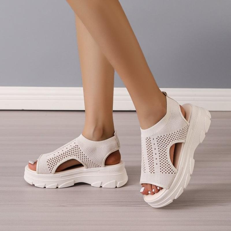 

Fashion 2025 New Mesh Hollow Summer New Casual and Comfortable Sport Sandals Fashionable and Versatile Women Platform Designer Sandals 35
