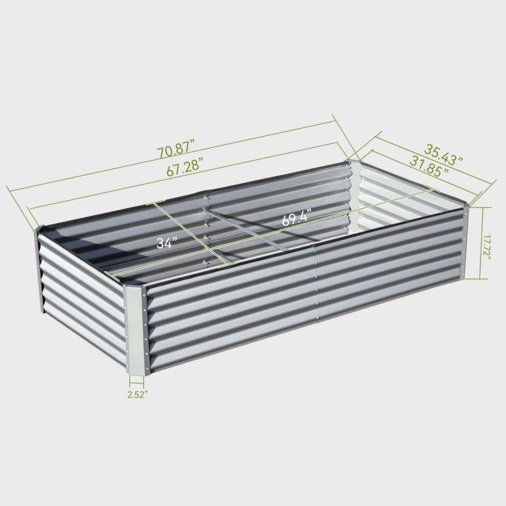 US 6x3x1.5Ft Galvanized Raised Garden Beds Large Elevated Planter Raised Beds Rot-Resistant Deep Root Planter Box For Vegetables