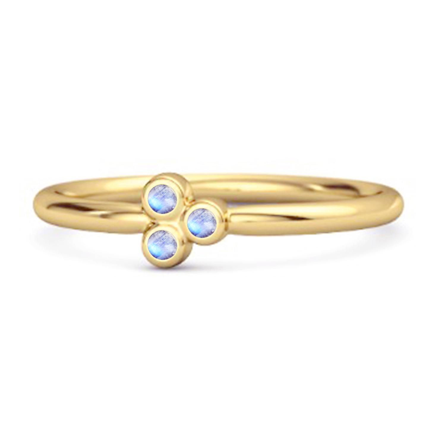 

Moonstone Triple Bezel Cluster Ring - 925 Sterling Silver Gold Vermeil 9 золотий/жовтий