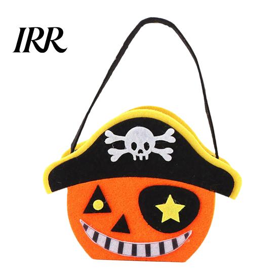Recyclable Party Souvenir Totes Halloween Felt Candy Bag, Pumpkin Ghost Skull Cat Owl Tote for Non-woven Gift Bags Kids, Non Woven Trick