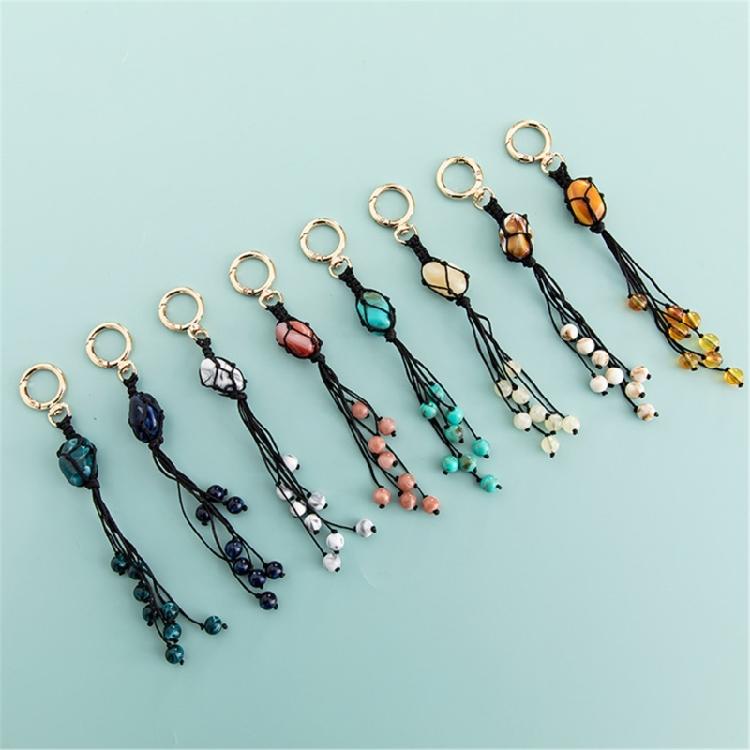 Elegant Handwoven Rope Pendant Featuring Natural Stones Adds Art Supplies and Nature To Your Space Saving Designs