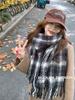 Maelard Women's Imitation Cashmere Plaid Scarf: Warm, Thick Dual-Use Shawl for Autumn and Winter.
