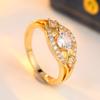 Classic Inlaid White CZ Women's Ring Sparkling Gold Color Geometry Daily Wear Party Jewelry Anniversary Gift