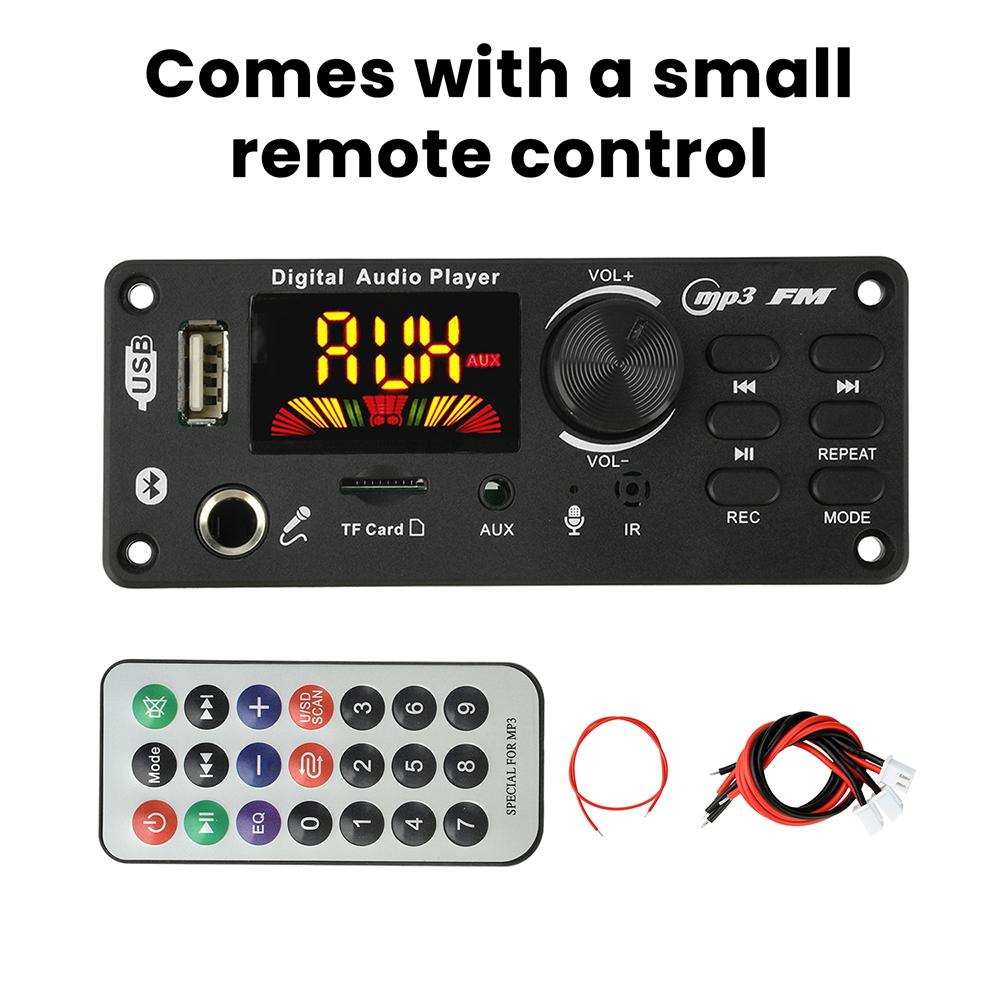 

DC7-24V Цветной Экран BT MP3 Аудио Декодер Плата 6.5мм Микрофон Запись Связь Материнская Плата 2x50Вт Усилитель 87.5-107.5МГц