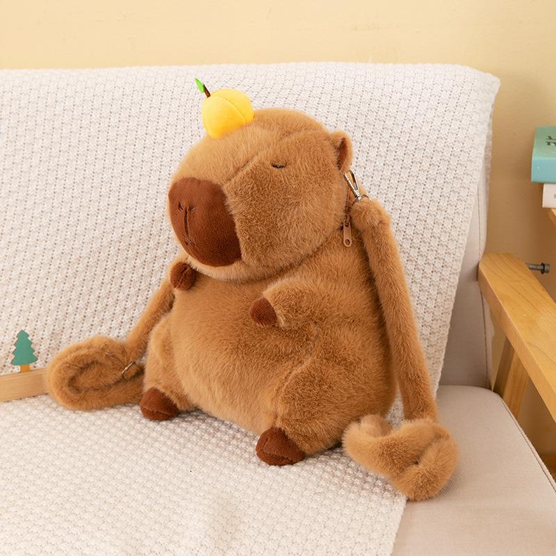 

Capibara bag cute capybara schoolbag children s gift ugly cute plush backpack Internet celebrity same backpack 35cm（0.35kg） темно-коричневого кольору