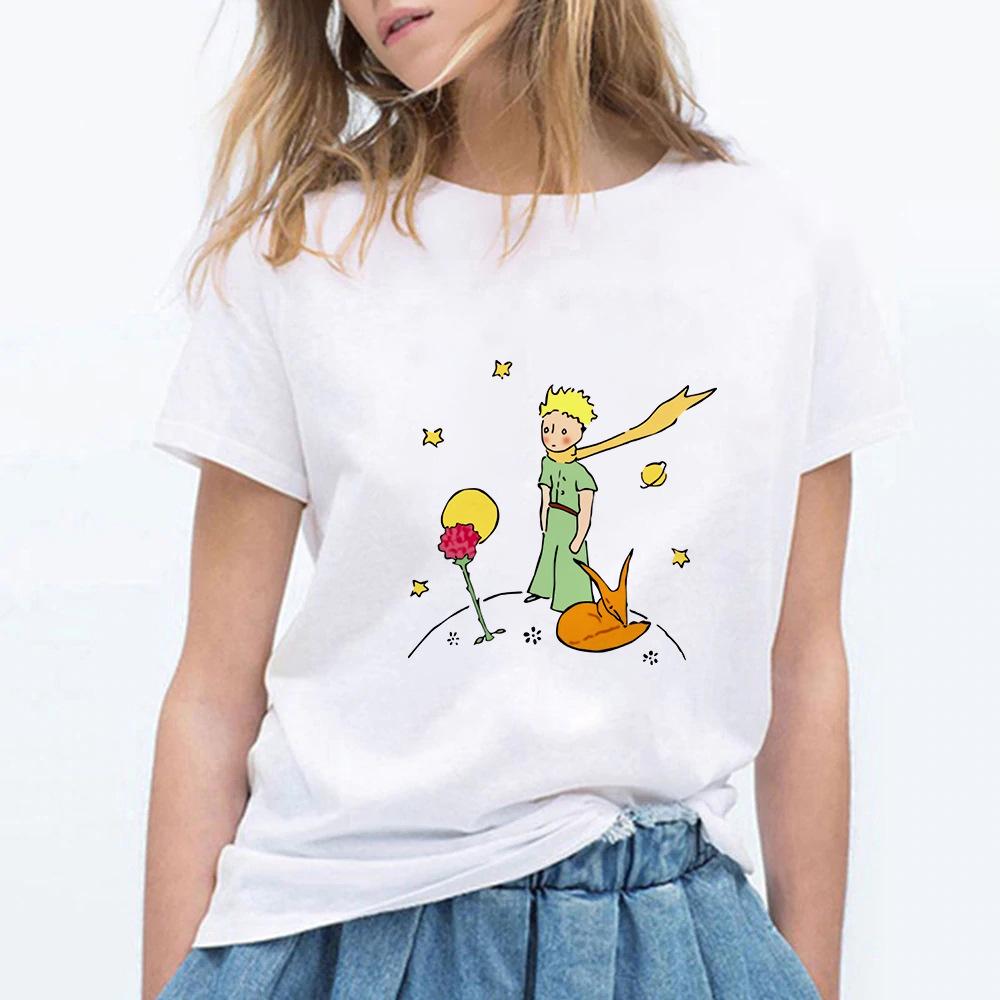 Little Prince White Print Women's Short Sleeve T-Shirt
