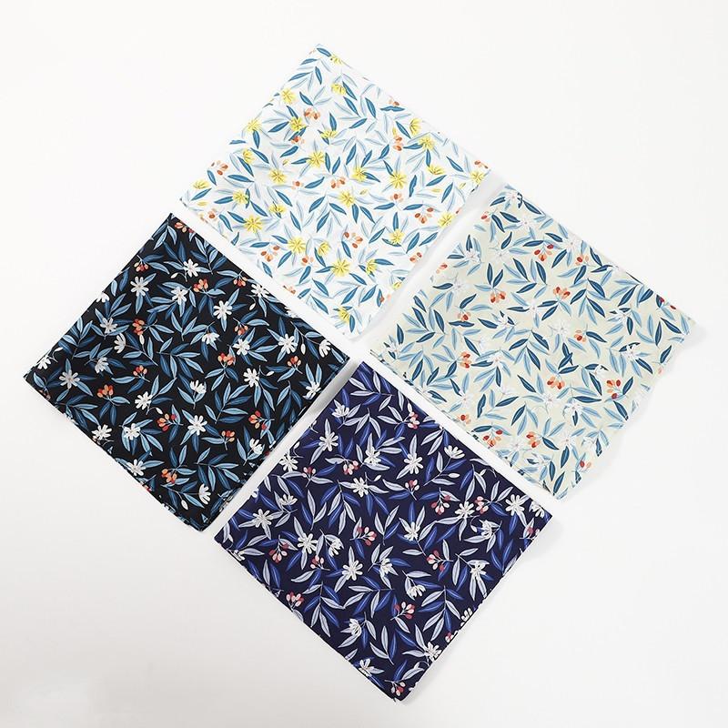 4Pcs 46x46cm 100% Cotton Leaf Flower Printed Ladies Handkerchiefs Women Square Face Towel Kerchief Bandana Party Favors