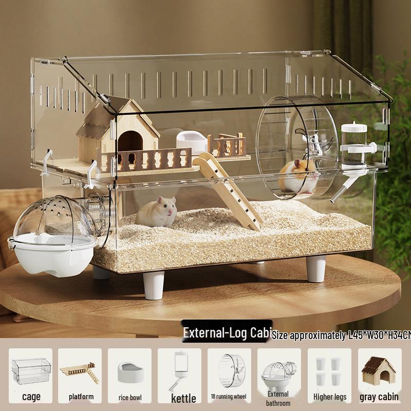 Luxury Acrylic Hamster Villa: Spacious, Transparent Breeding Box with Nest for Golden Hamsters