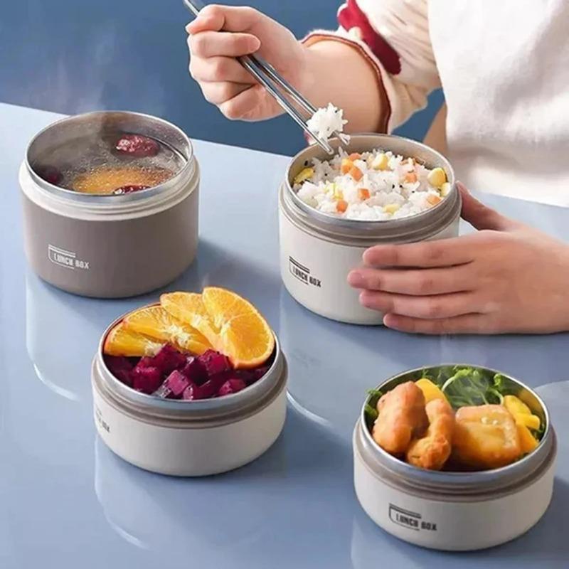 304 stainless steel insulated lunch box set, with storage bag, folding handle, leak proof seal, suitable for offices and schools