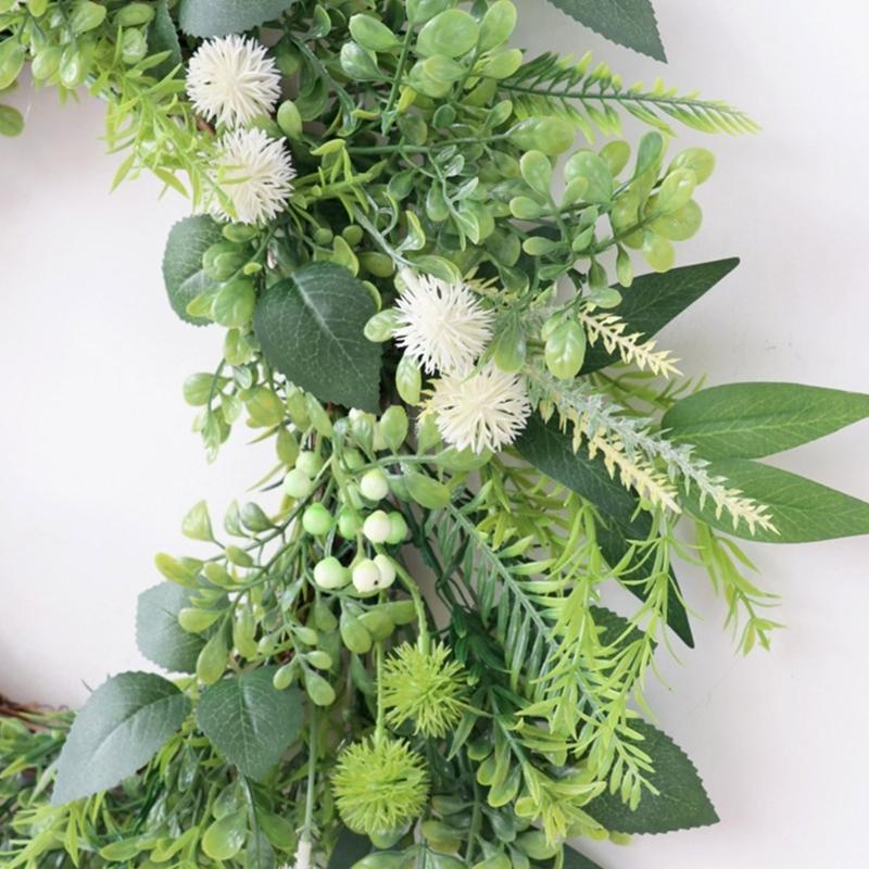 Realistic Artificial Flower Wreath for Front Door Spring Wreath Decoration for Wedding Valentines Indoor and Outdoor Use