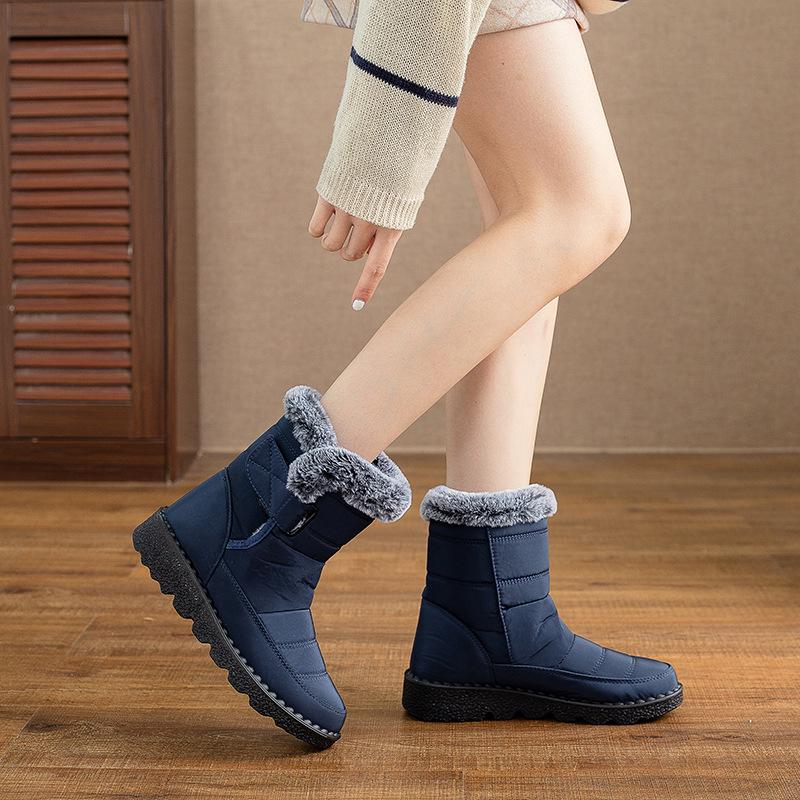 

Women s Winter Waterproof Velvet-Lined Snow Boots - Large Size Flat Bottom Cotton Shoes 38