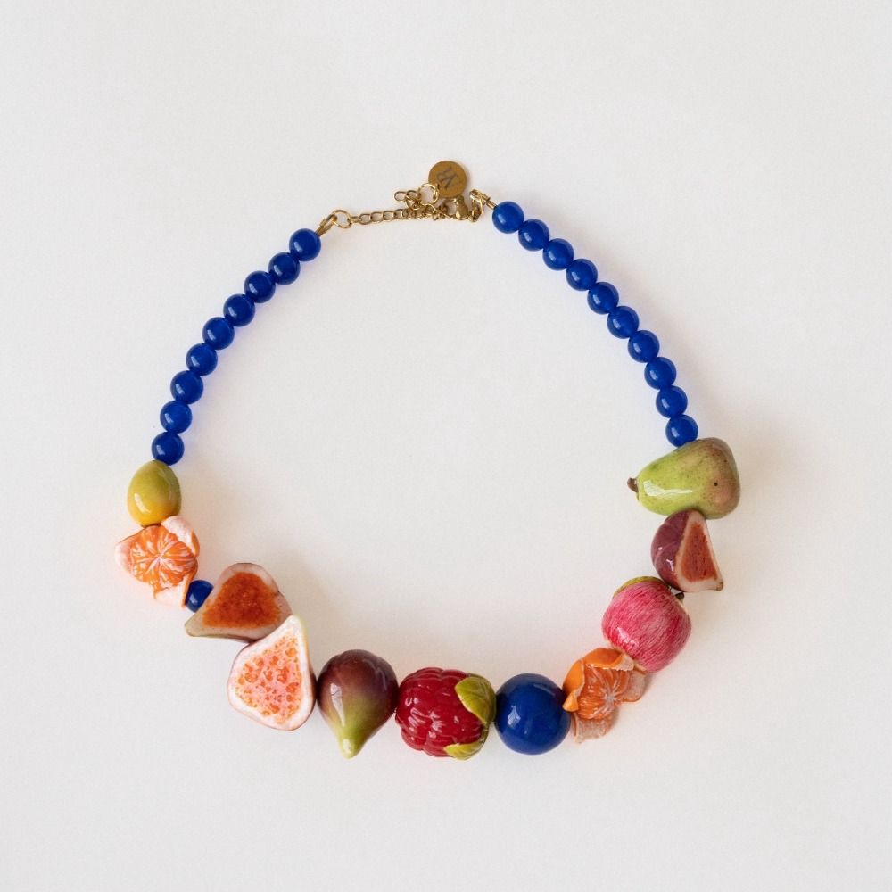 Layered Necklace Bracelet Set Colorful Beads Fruits Bracelet Beaded Clavicle Chain Spring/Summer