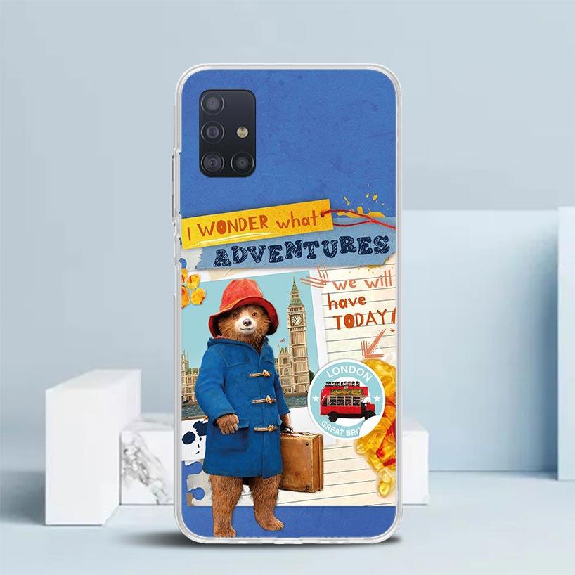 Cute P-PaddingtonS Bear Soft Cover for Samsung Galaxy A12 A22 A32 A52 A72 A02S Phone Case Note 20 Ultra 10 S10 Plus A51 A71 A50S