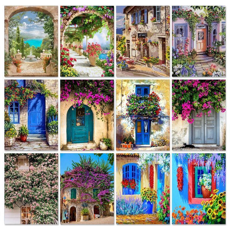 CHENISTORY Diy Painting By Numbers Craft Kits For Adults flower Picture With Numbers Drawing Oil Canvas Painting Home Decor Gift