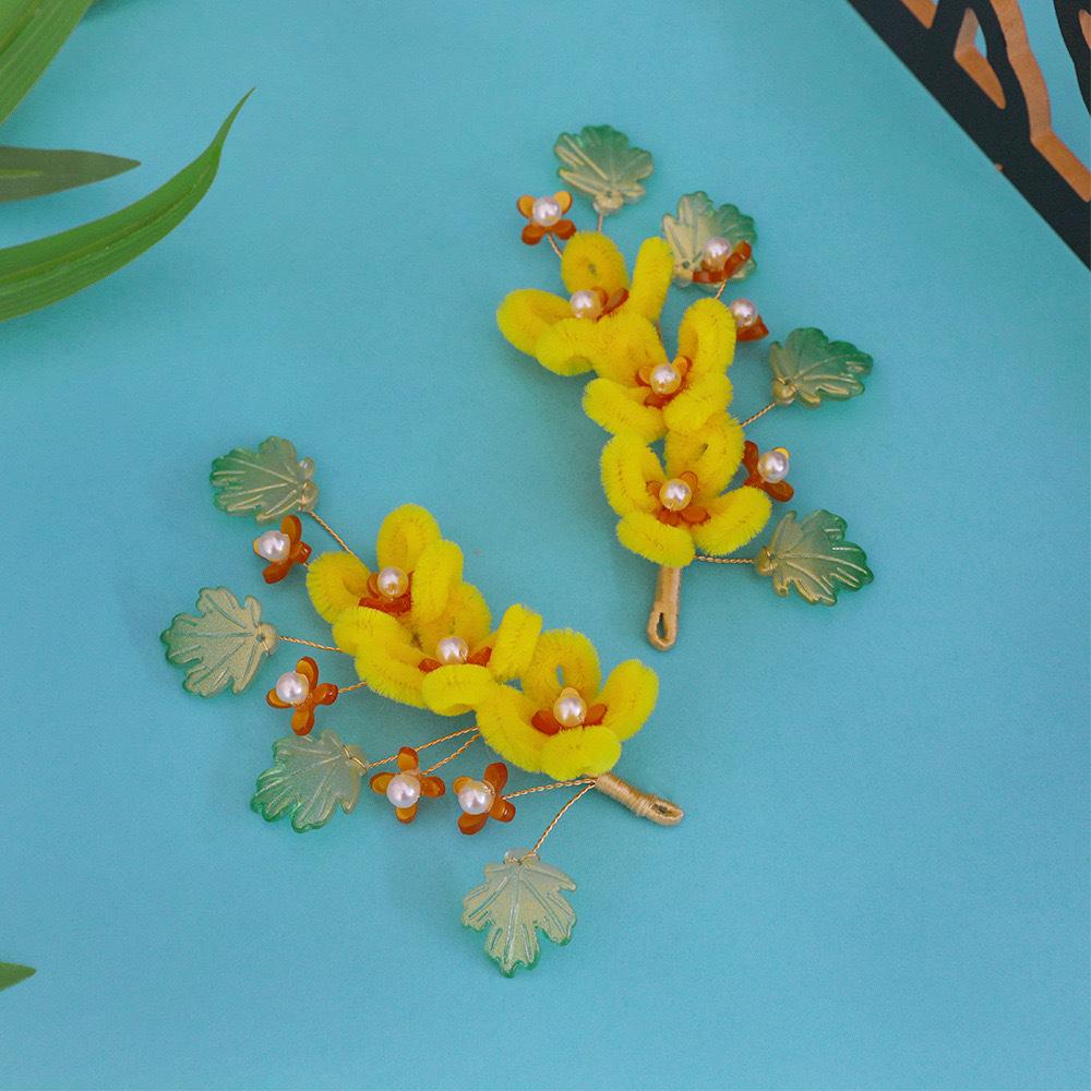 Flower Hair Clips Forks Chinese Hanfu Hair Accessories for Women Hairpin Fork Handmade Vintage Wedding Hair Jewelry Retro Crowns for Girl and Women