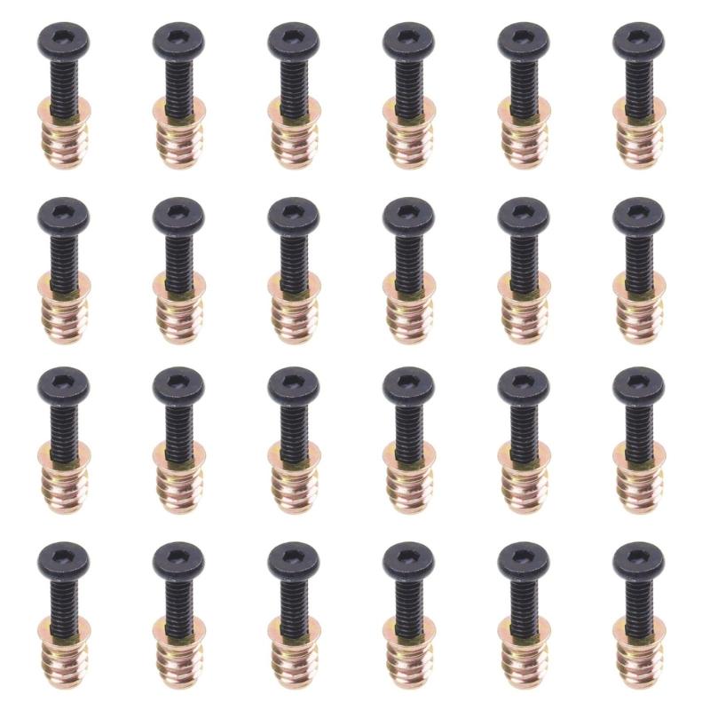 32Pcs Metal Fastening Hardware Furniture Screw Nut Threaded Inserts for Woodworking Projects Anti Corrosion Bolt