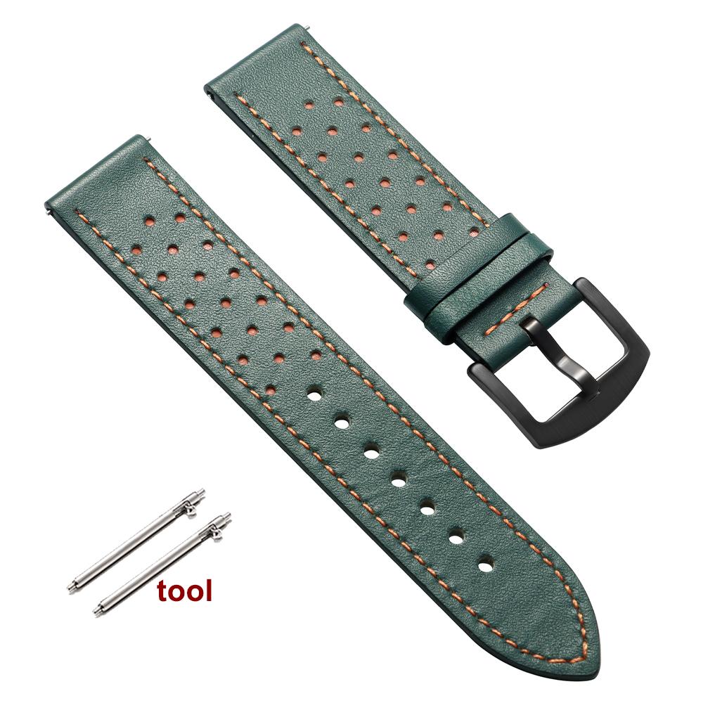 Vintage Handmade Watch Strap 20mm 22mm for Omega Business Leather Straps Black Brown Blue Breathable Porous Sports Watchbands