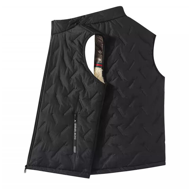 2024 Spring and Autumn New Men's Vest Stand Collar Warm Thickened Fashion Sleeveless Vest Casual Jacket Large Size