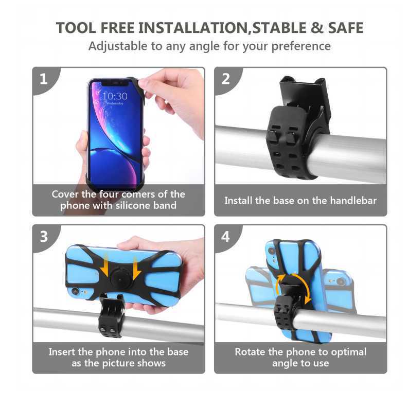 Universal Detachable Car Phone Holder – Silicone Mount for Cycling & Driving