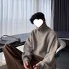 2025 Men's Korean Style High Neck Wool Sweater - Autumn/Winter Knitted Loose Fit