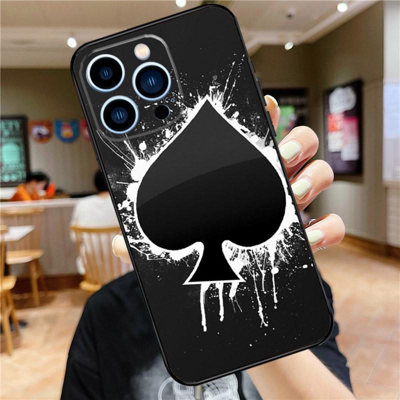 Spades Poker Play Cards Ace Art Case For iPhone 17 15 14 13 12 11 16 Pro Max Mini Plus 16e 17 Air Bumper Cover Accessories