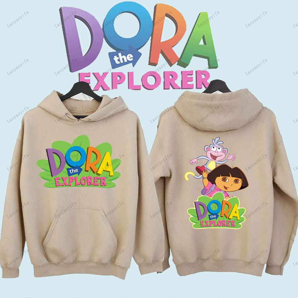 Dora The Explorer Cute Anime Cartoon Pullover Unisex Men's Sportswear for Autumn and Winter Tracksuit Streetwear Men
