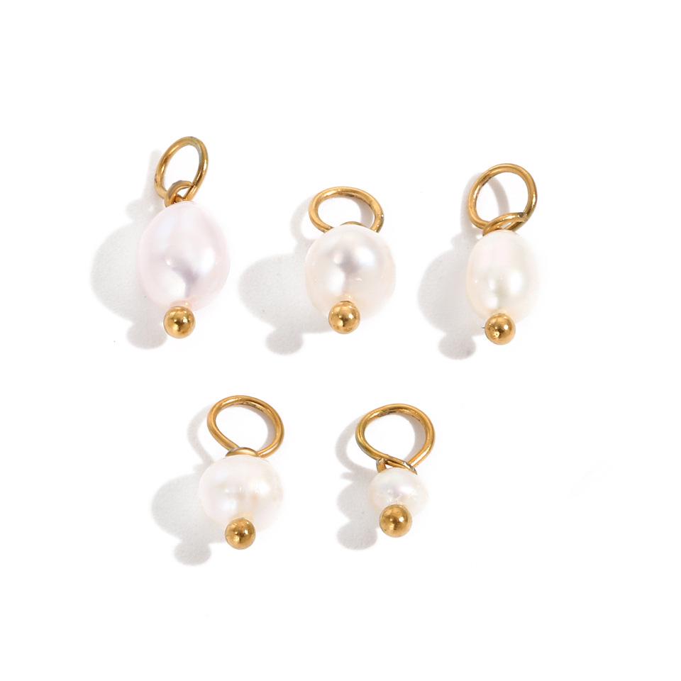 Five-Piece Baroque Freshwater Pearl Earring and Pendant DIY Jewelry Charms In Titanium Steel