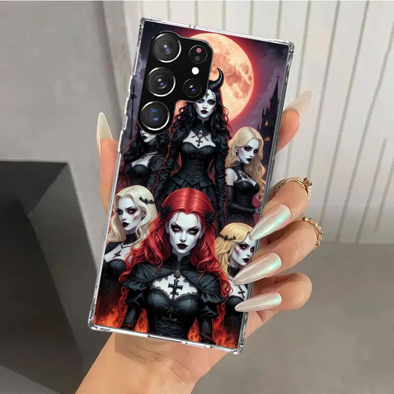 Halloween Moon Witch Horror Phone Case for Samsung Galaxy S26 S24 S23 Ultra S25 Edge S22 S21 Plus S20 FE + Soft Print Shell Fund