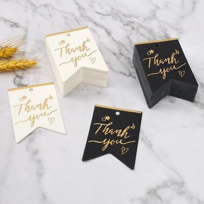 100pcs Black White Paper Thank You Cards Bronzing Stamping Packing Labels  Festive & Party Supplies