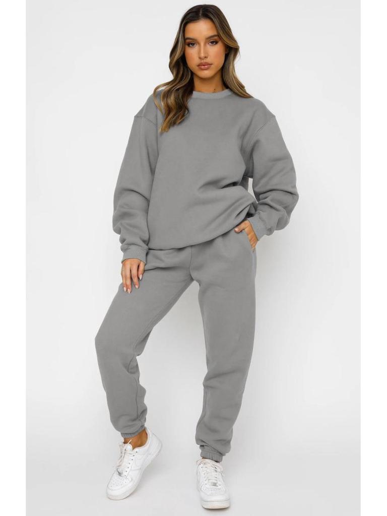 European Winter Women's Printed Hoodie & Pants Set